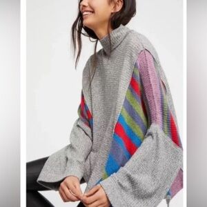 We the Free Free People Colorful Striped Knit Sweater